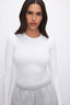 Good American The Sculpting Modern Long Sleeve Bodysuit (White001)