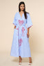 Striped Heart & Flower Embroidery Maxi Dress