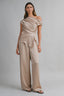 Asymmetric One Shoulder Drape Top And Pants Set