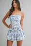 Kendra Floral Print Ruched Corset Top And Skort Set