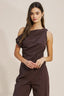 Monoco One Shoulder Asymmetric Top (Brown)