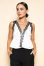 Ivory Contrast Lace Tie Front Tank Top