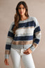 Multi-Color Striped Long Sleeve Knit Cropped Cardigan