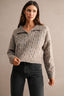 Collared Cable Knit Cropped Sweater (Mocha)