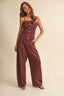Foldover Edge Lace Back Sleeveless Top And Balloon Trousers Set