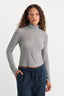 Good American The Sheer Rib Turtleneck (Grey Melange)