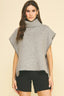 Turtleneck Knit Vest Poncho (Heather Grey)