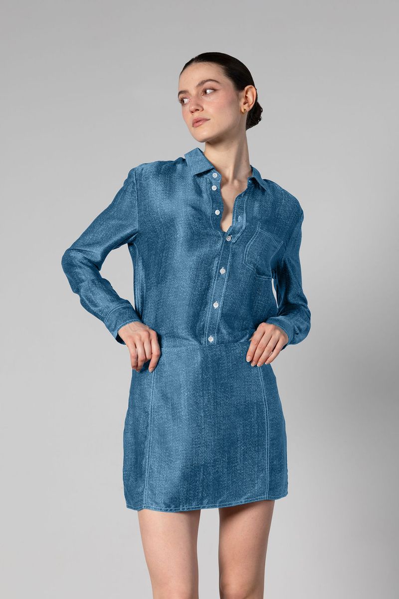 Anaphe Austin Long Sleeve Shirt Light Wash Denim