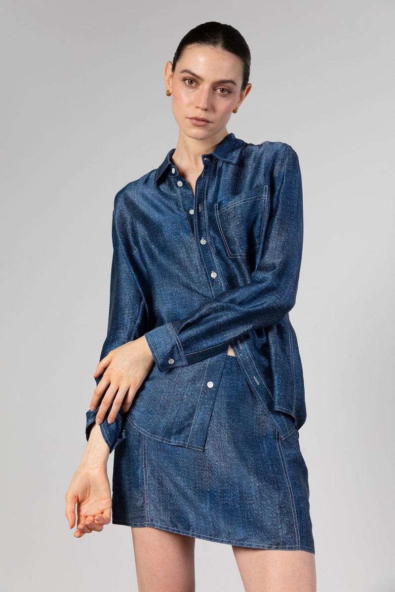 Anaphe Austin Long Sleeve Shirt Dark Wash Denim