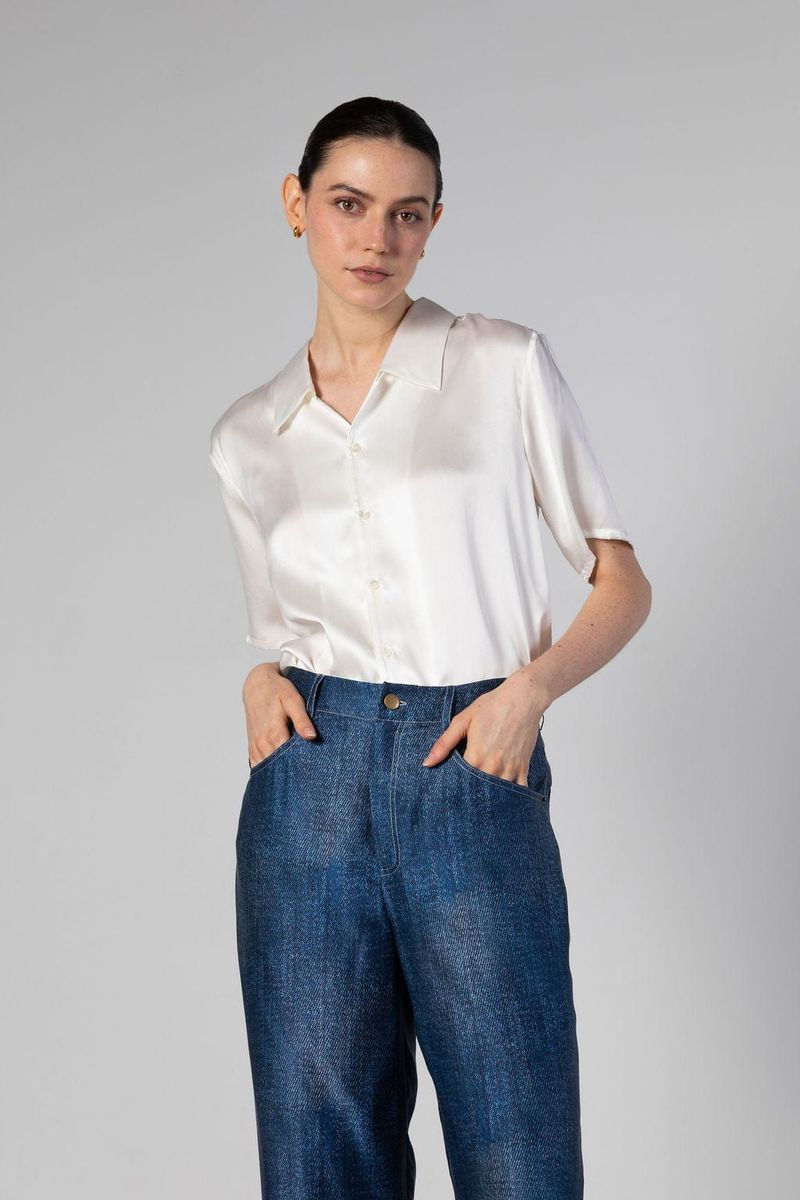 Anaphe Sandwashed Silk Camden Shirt Short Sleeve