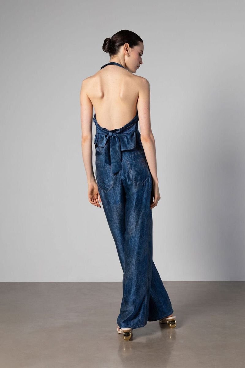 Anaphe Silk Halter Waistcoat Dark Wash Denim