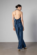 Anaphe Silk Halter Waistcoat Dark Wash Denim