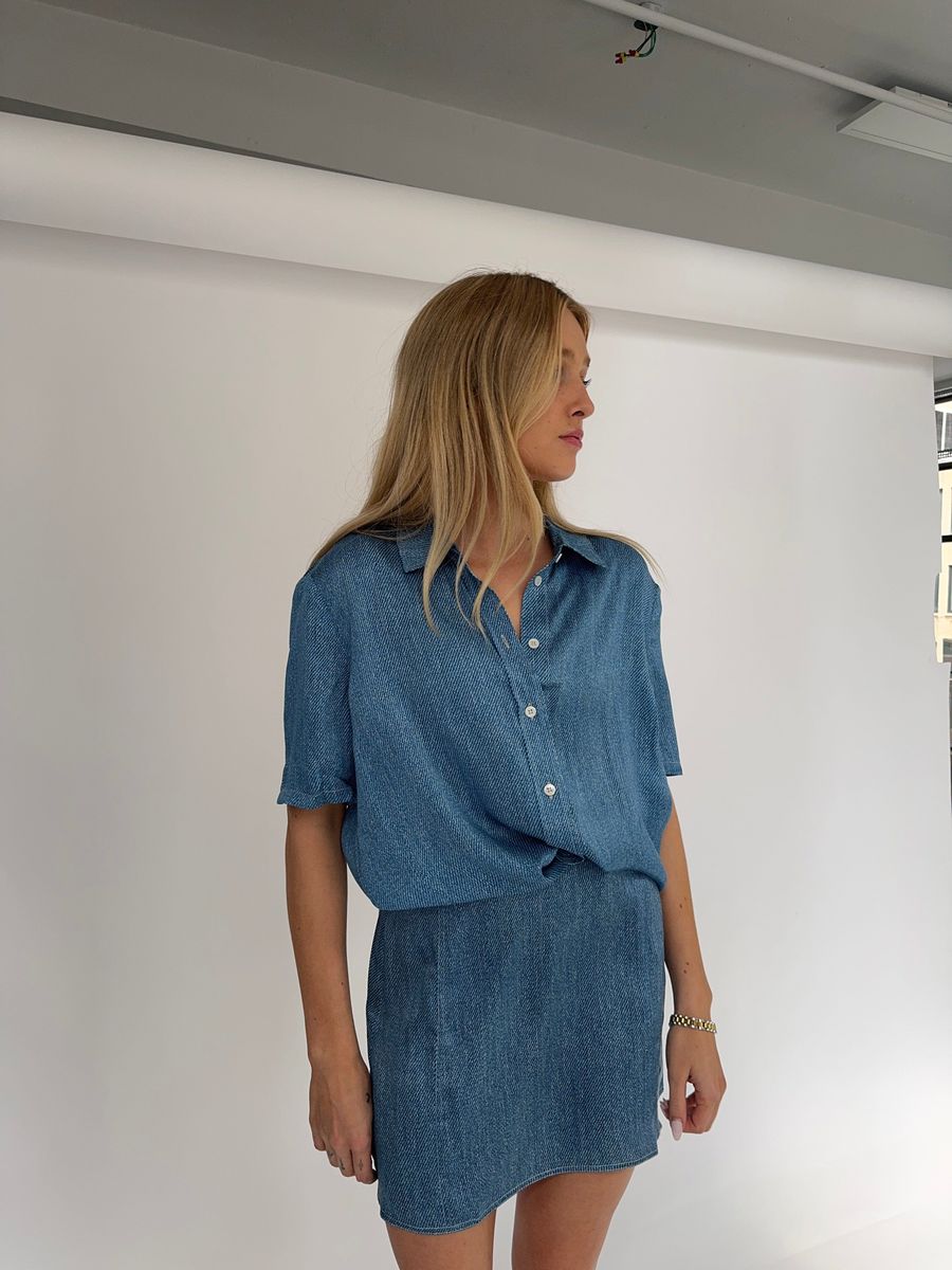 Anaphe Silk Mini Skirt Light Denim Wash Main image