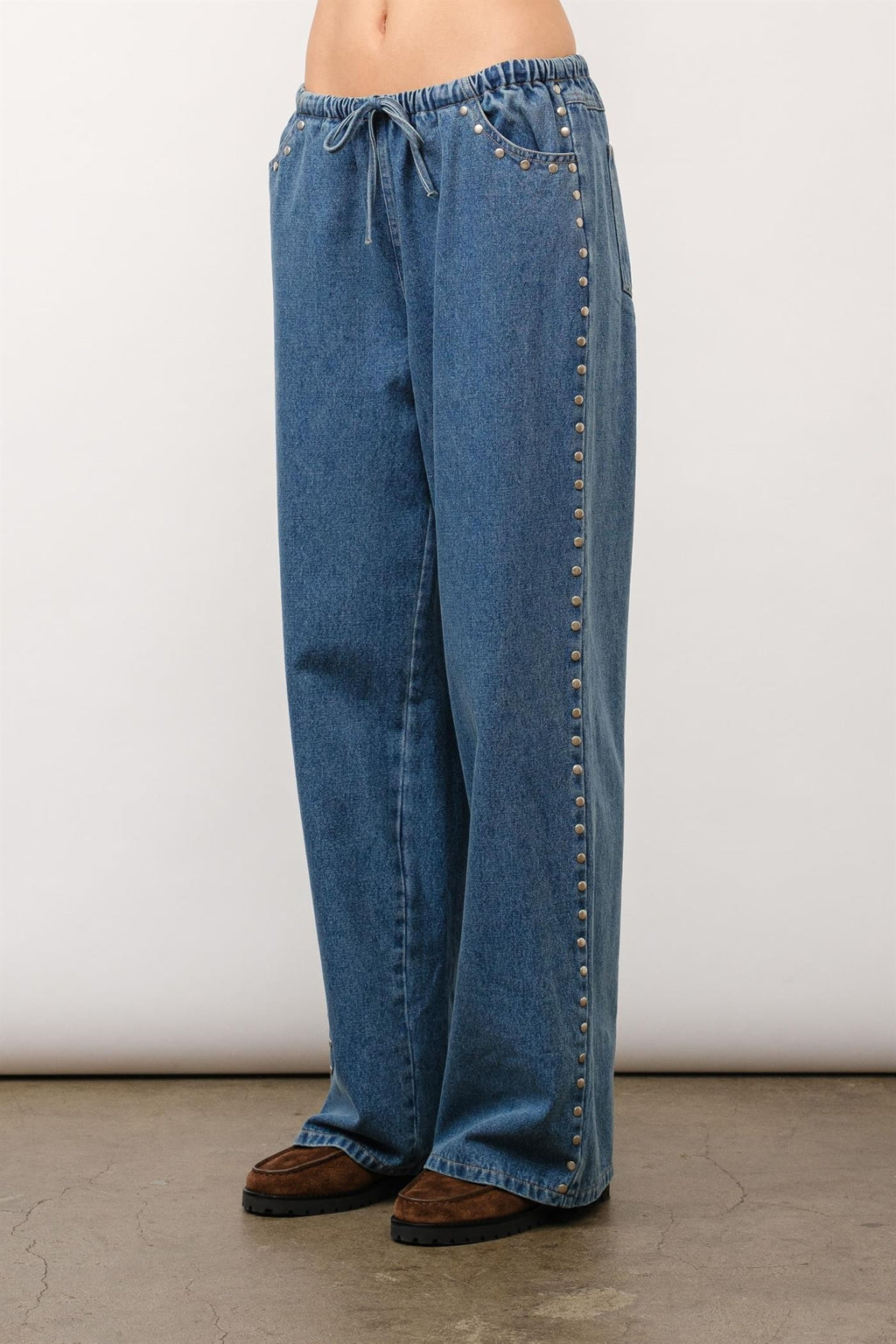 Marlowe Studded Denim Pants (Denim)