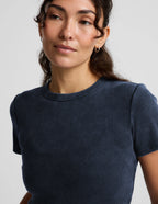 Beyond Yoga On Repeat Rib Baby Tee (Washed Nocturnal Navy)