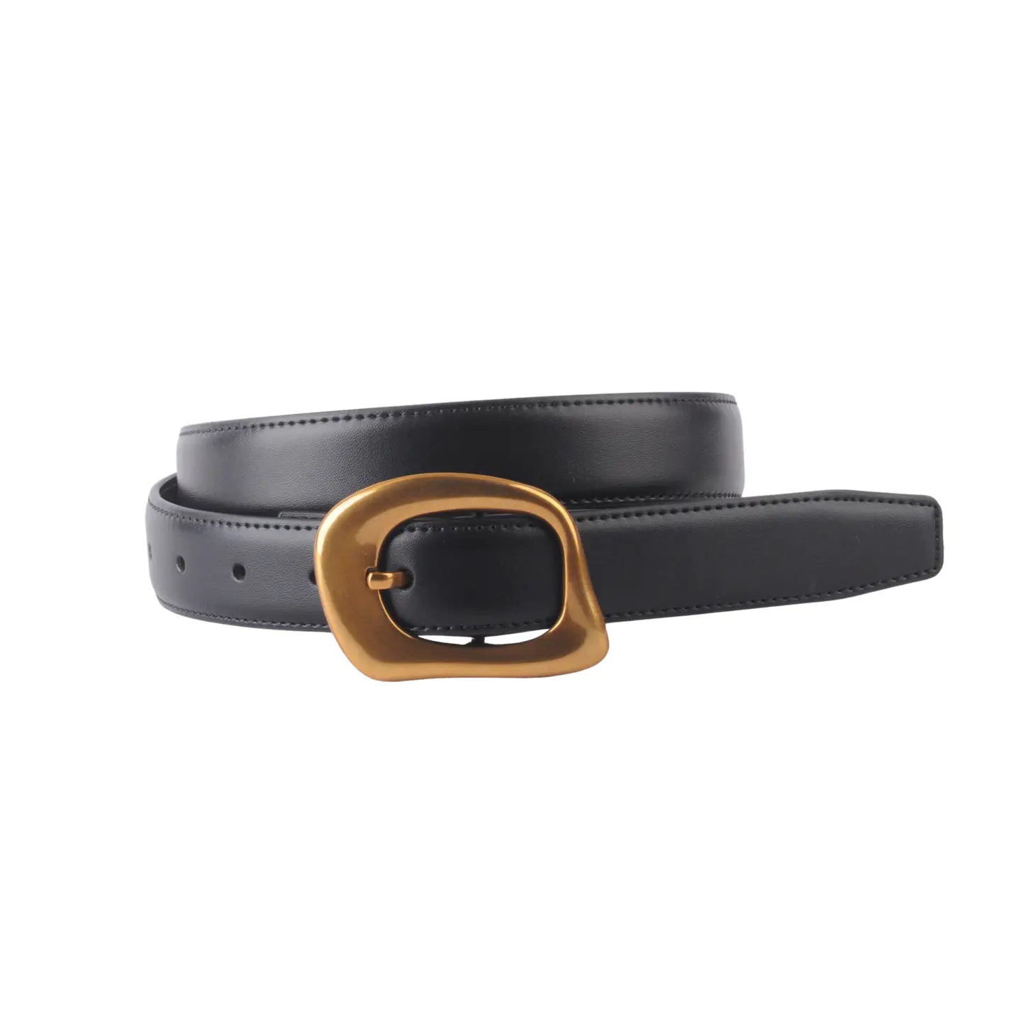Olivia Stitched Clean Leather Belt (Black) Main image