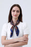 Retro Paisley Silky Scarf (Navy)