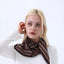Floral Dot Satin Square Scarf (Brown)
