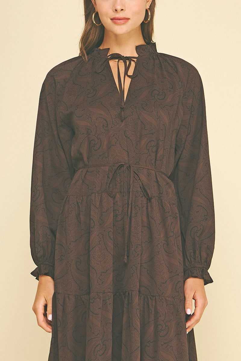 Paisley Print Tiered Maxi Dress