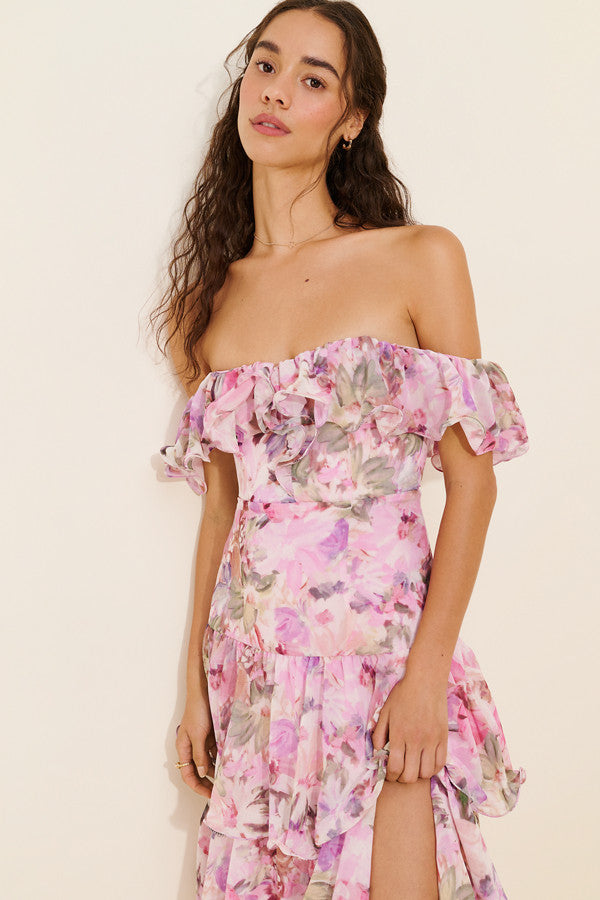 ASTR The Label Wilder Dress (Pink Lilac Floral)