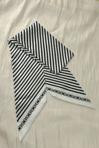 Striped Satin Silky Skinny Scarf (Black)