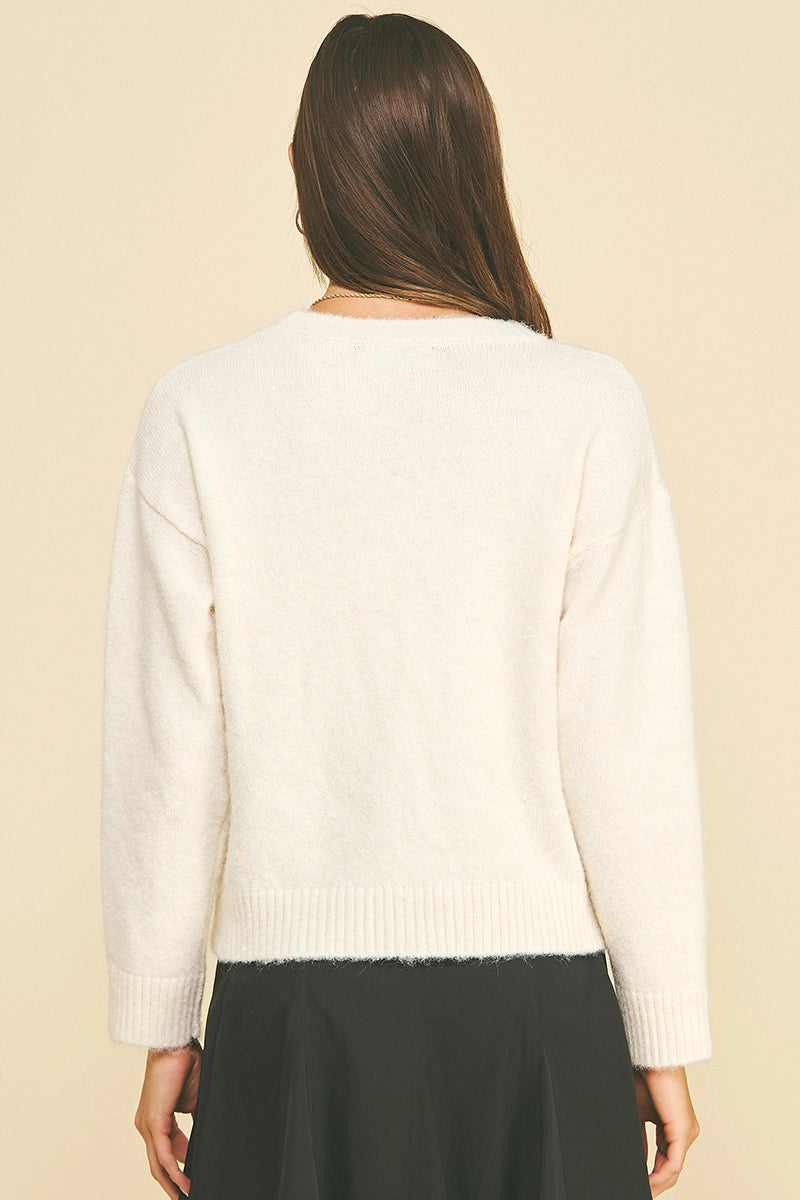 Embroidered Floral Knit Sweater