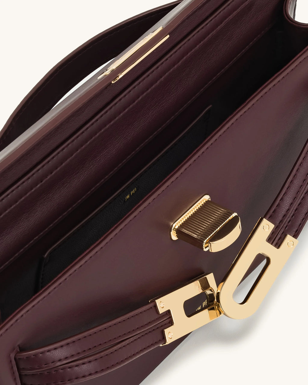 JW Pei Bria Structured Top Handle Bag (Deep Burgandy)