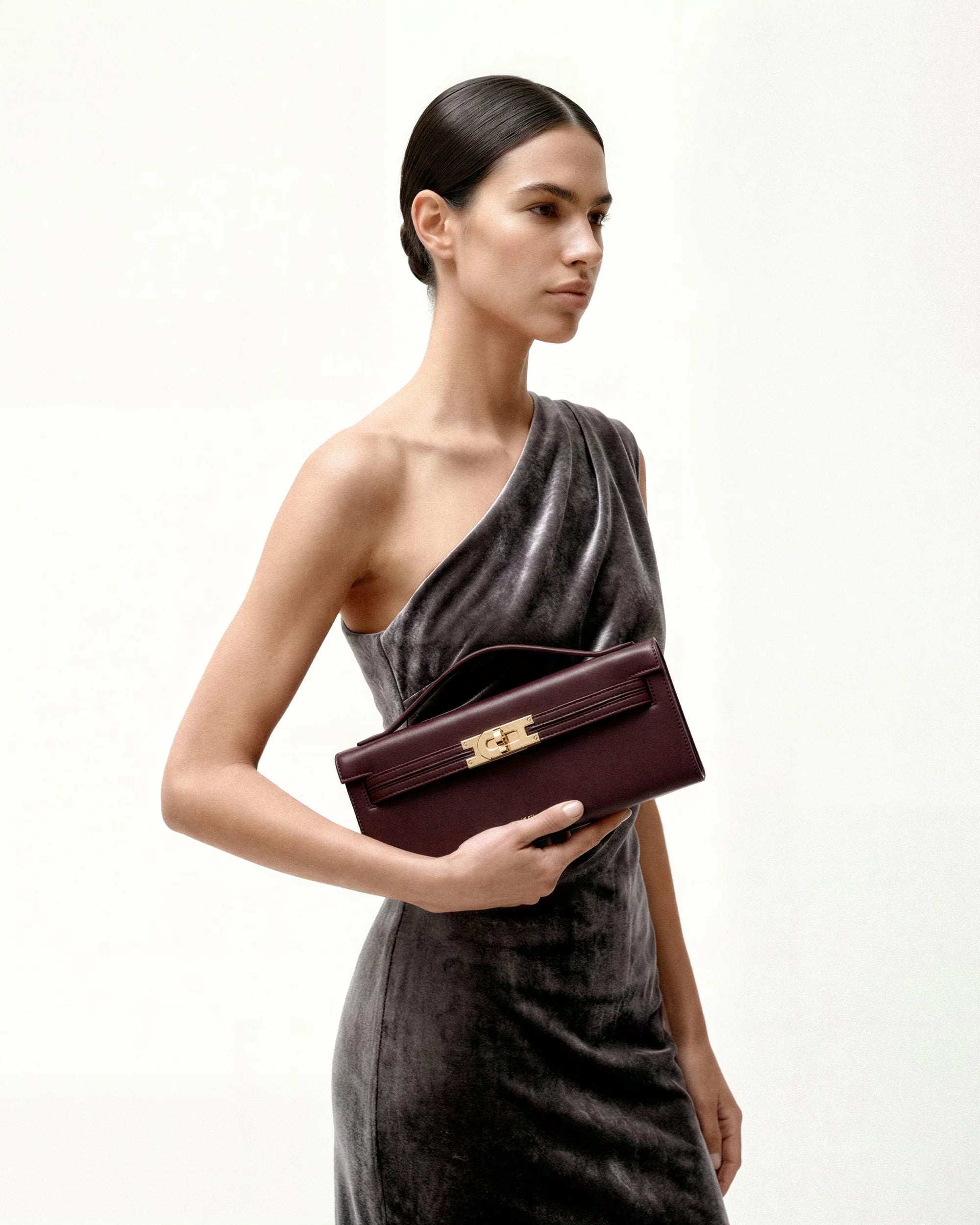 JW Pei Bria Structured Top Handle Bag (Deep Burgandy)