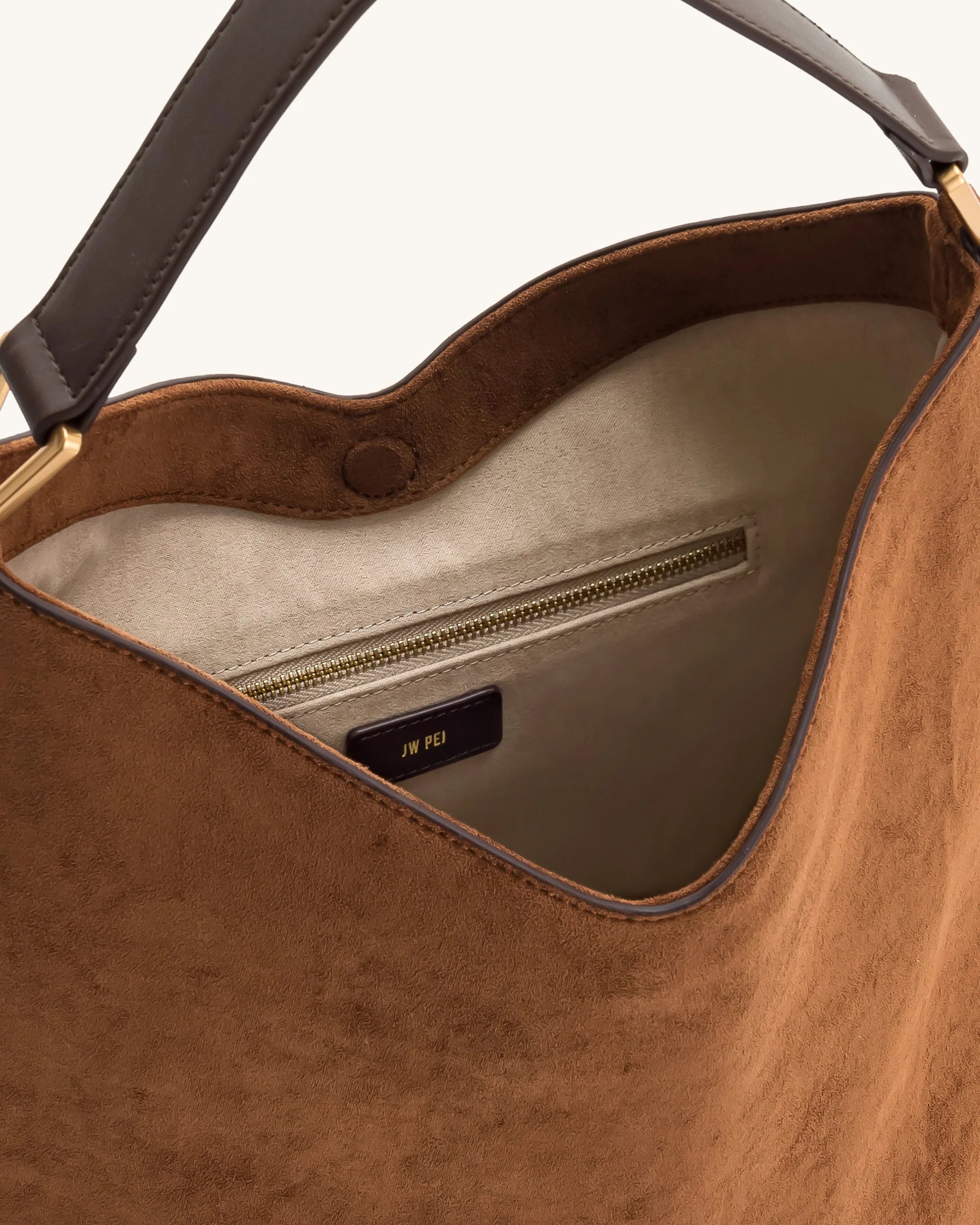 JW Pei Aria Faux Suede Shoulder Bag (Brown)