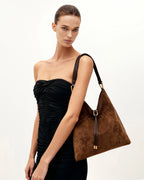 JW Pei Aria Faux Suede Shoulder Bag (Brown)