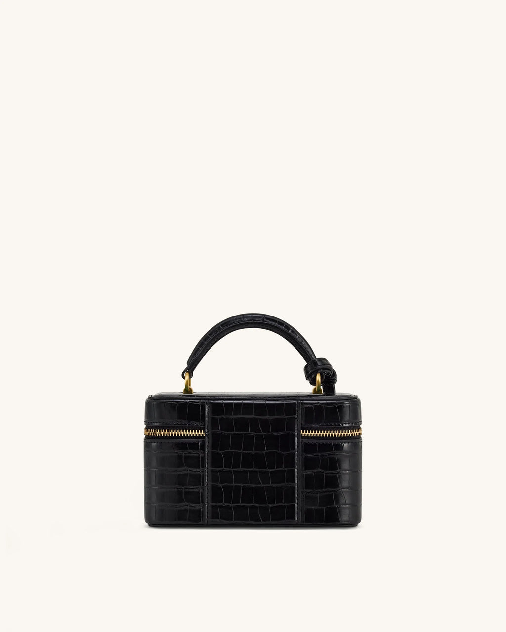 JW PEI Cleo Box Shape Top Handle Bag (Black Croc)