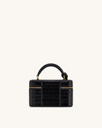 JW PEI Cleo Box Shape Top Handle Bag (Black Croc)