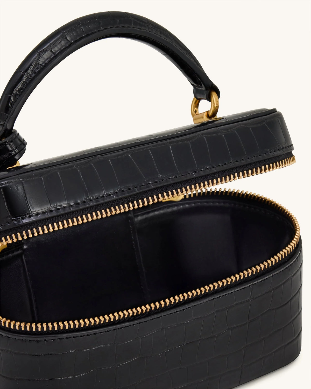 JW PEI Cleo Box Shape Top Handle Bag (Black Croc)