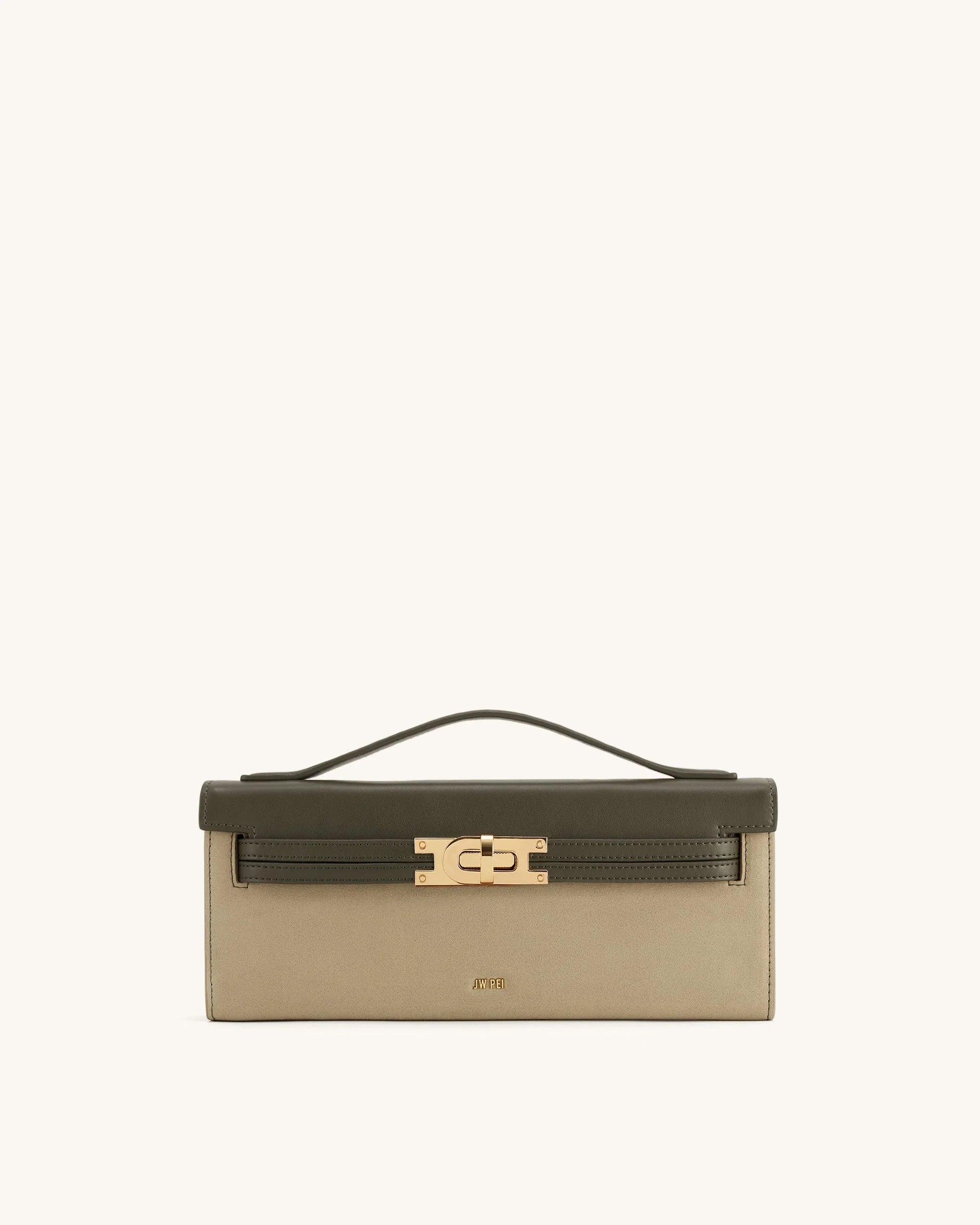 JW PEI Bria Faux Suede Structured Top Handle Bag (Dark Olive)