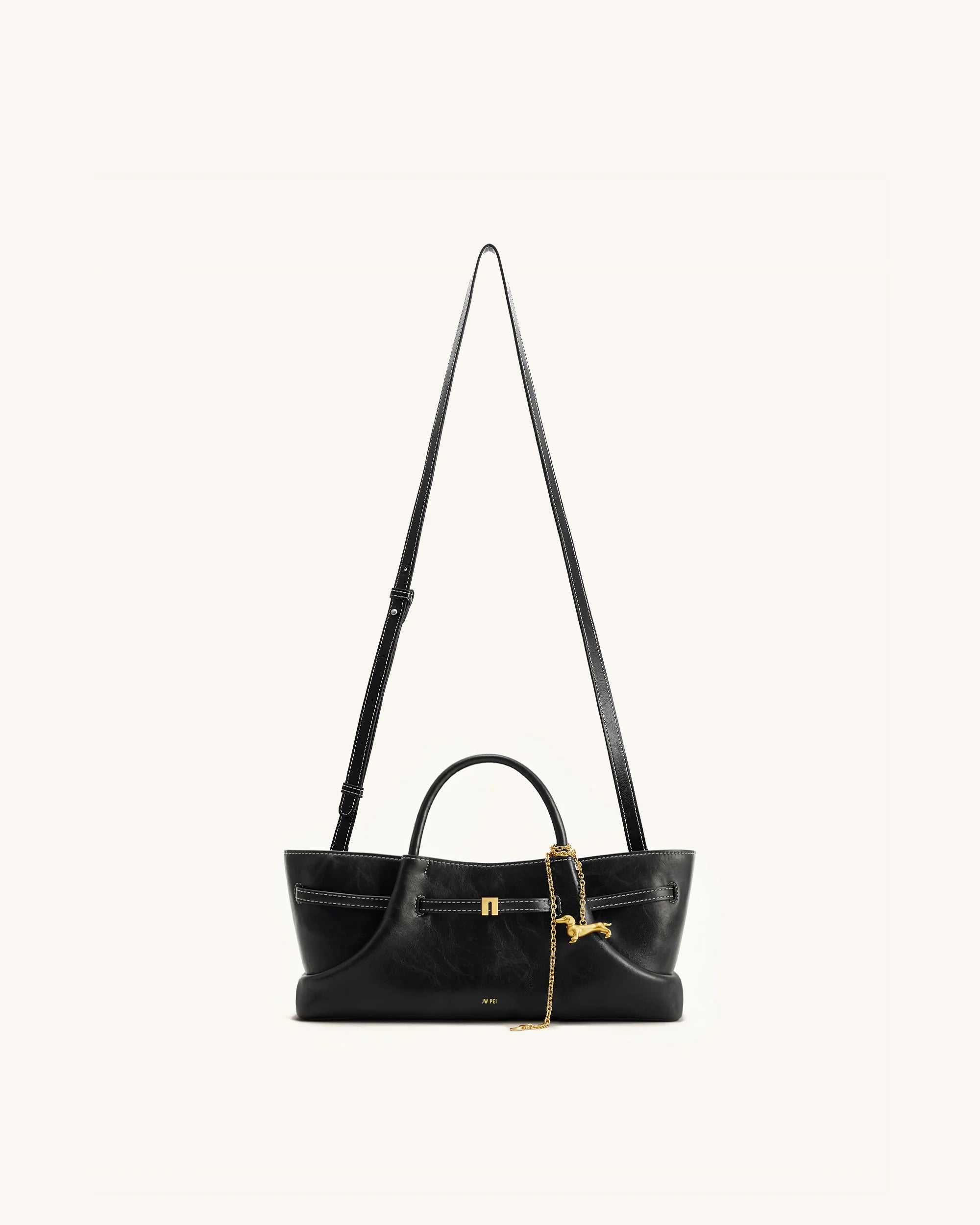 JW PEI Maeve Dachshund Metal Charm Tote Bag - Black