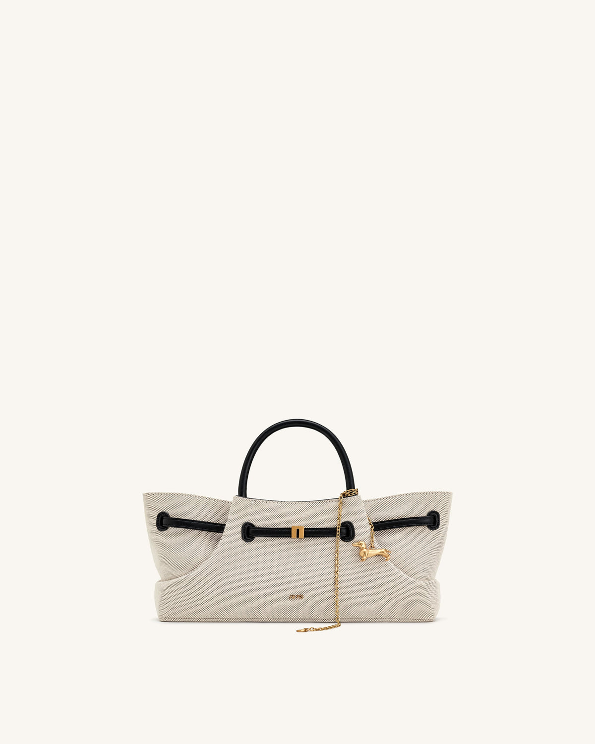 JW PEI Maeve Dachshund Metal Charm Tote Bag (Black Canvas)