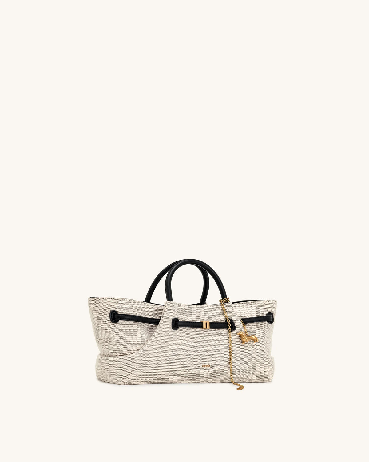 JW PEI Maeve Dachshund Metal Charm Tote Bag (Black Canvas)