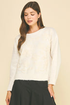 Embroidered Floral Knit Sweater