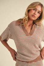 Short Sleeve Sweater Top And Pants Set