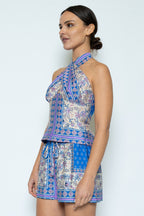 Scarf Print Halter Top