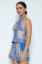 Scarf Print Halter Top