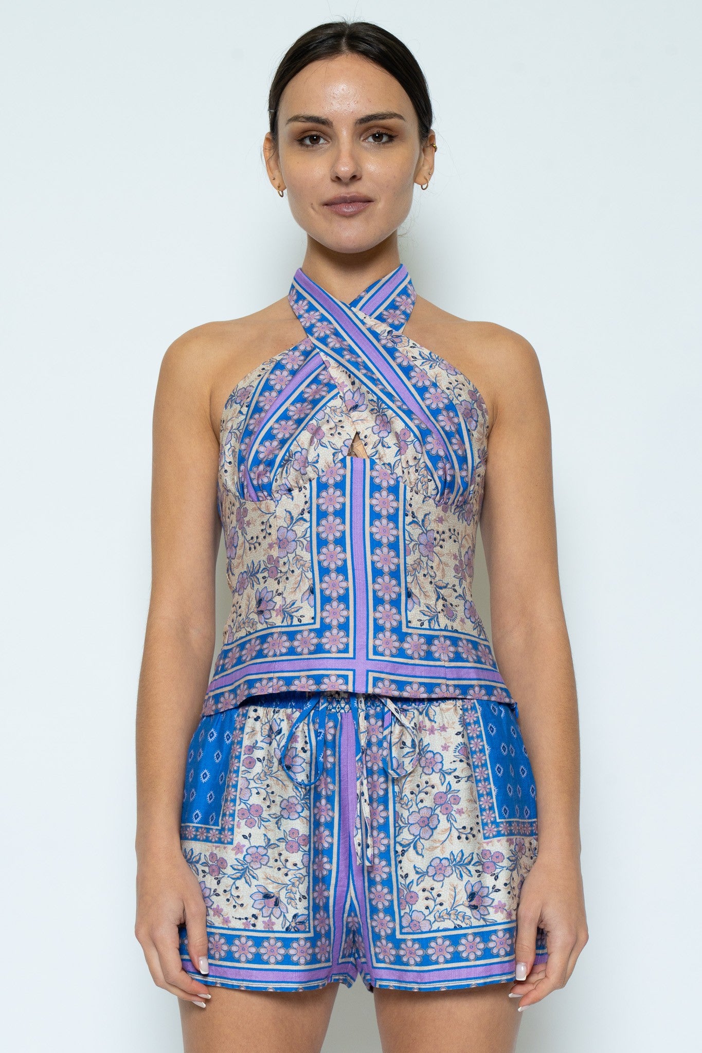 Scarf Print Halter Top Main image