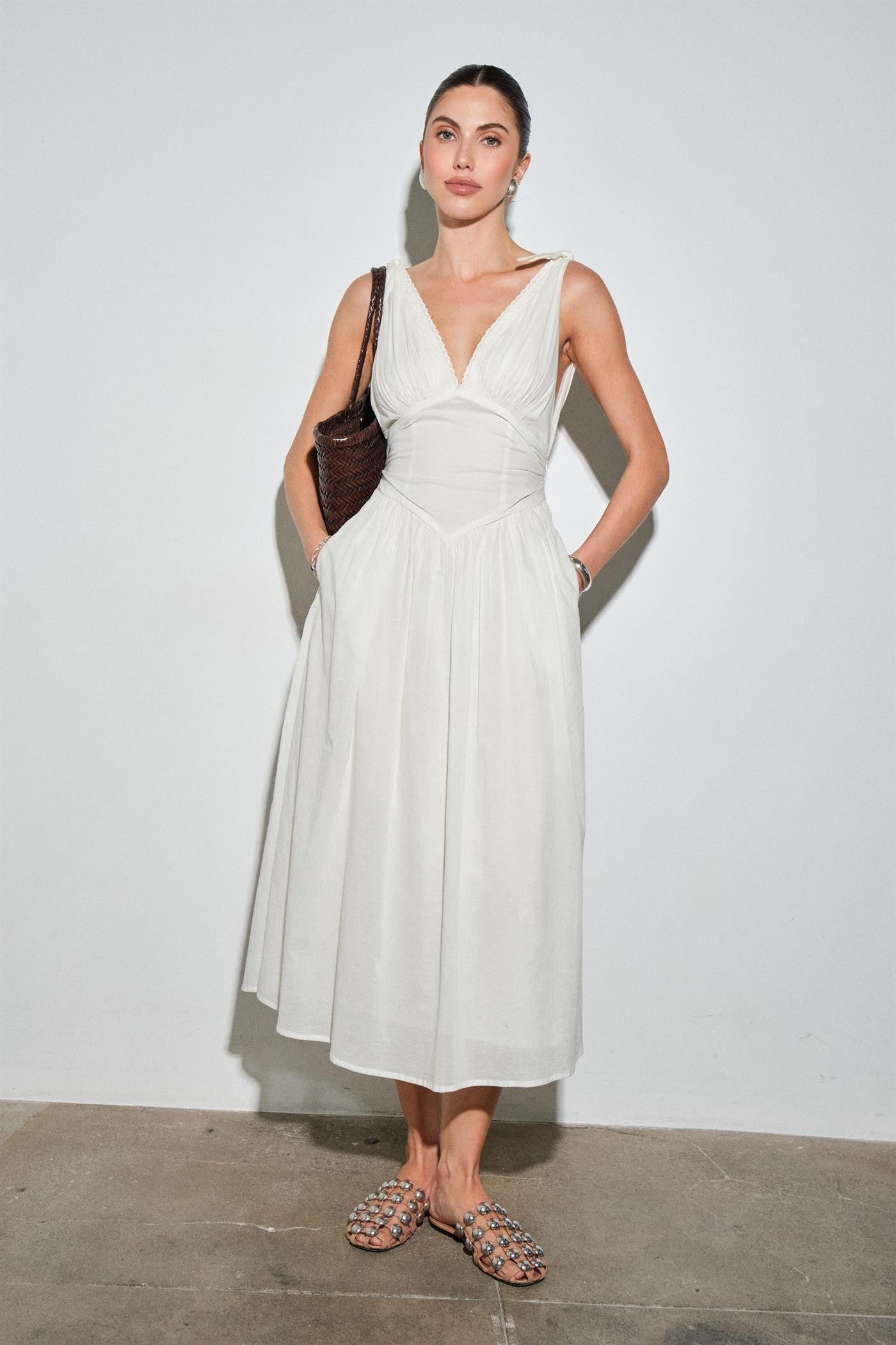 Biarritz Cotton Poplin Corset Waist Maxi Dress
