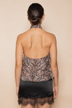 Chic Modern Snake Animal Print Halter Buckle Top