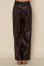 Espresso Single Pleat Vegan Leather Pants
