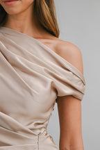 Asymmetric One Shoulder Drape Top And Pants Set