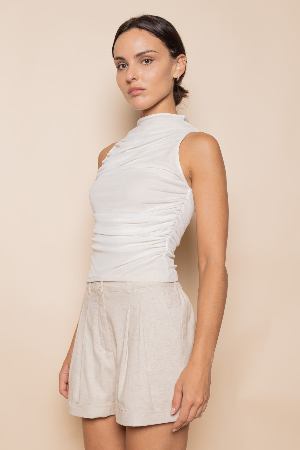 Ruched Mesh Tank Top