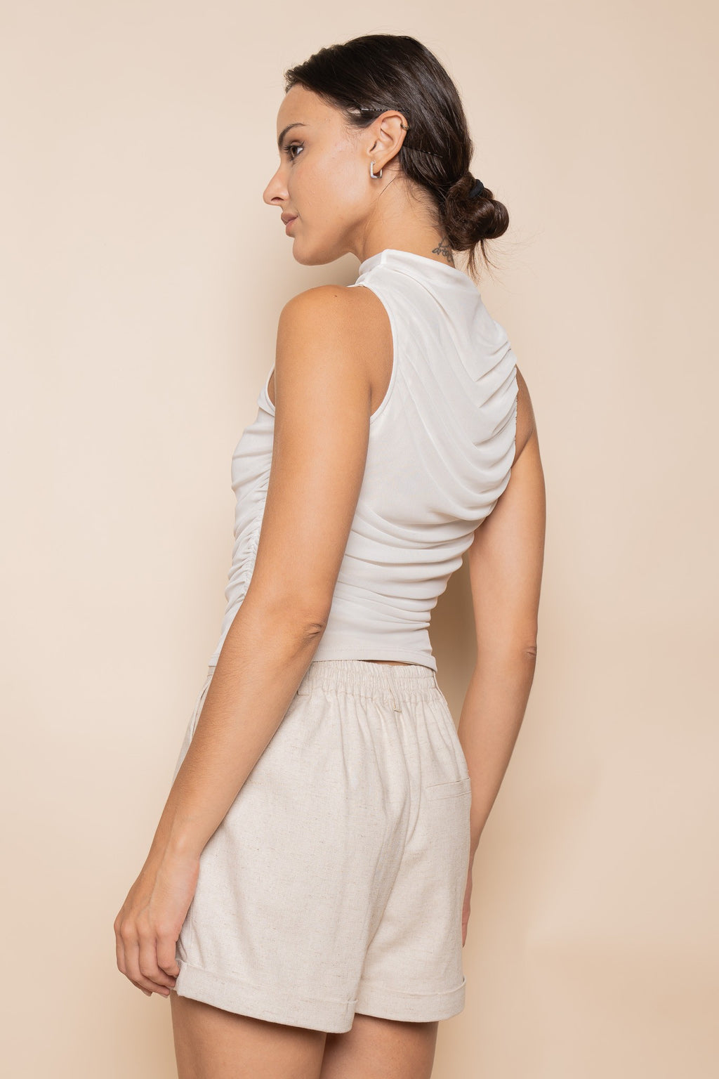 Ruched Mesh Tank Top