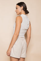 Ruched Mesh Tank Top