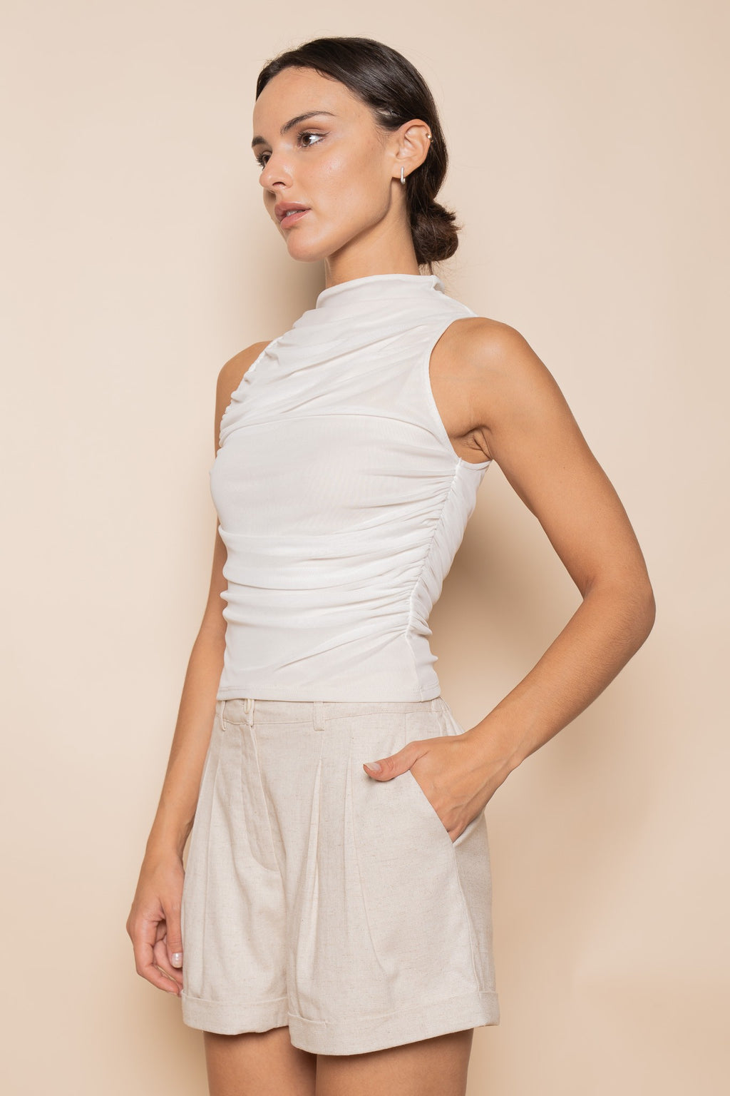 Ruched Mesh Tank Top